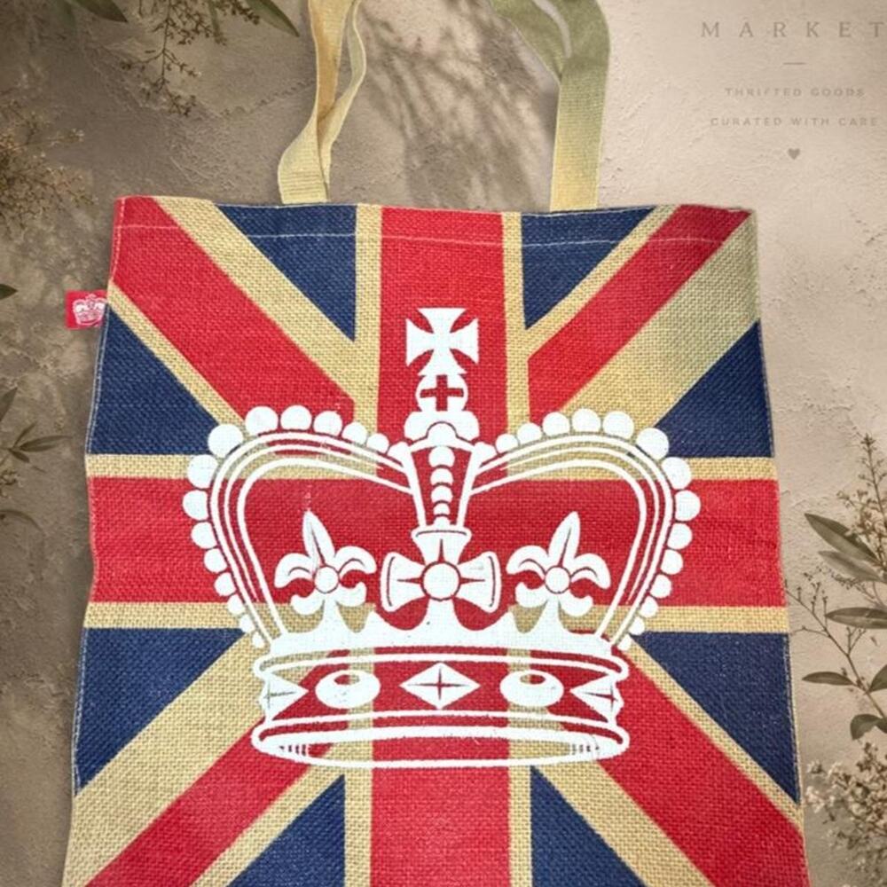 Retro union jack jute tote
